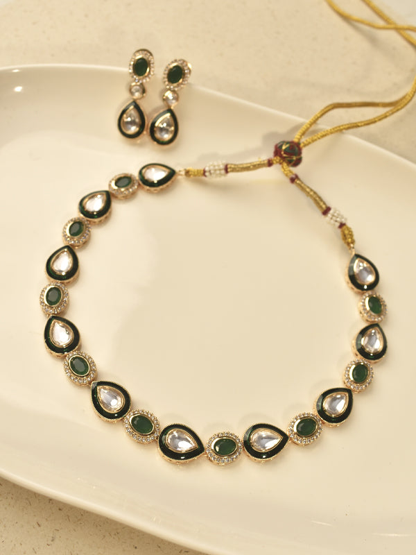 Gold-toned traditional Kundan necklace