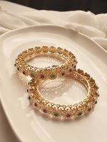 Load image into Gallery viewer, Gold bangles with gemstones 
