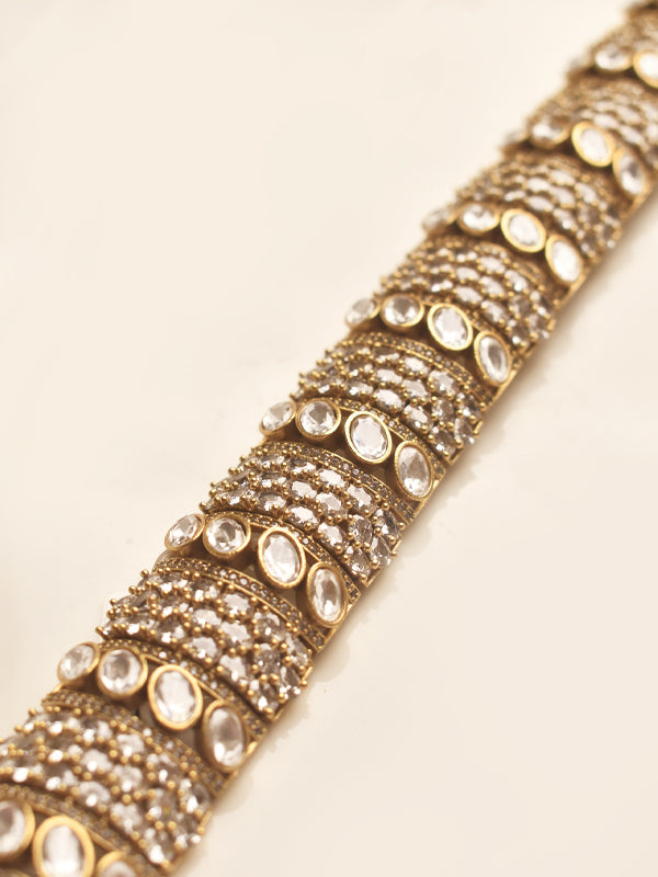 Gold bracelet with Kundan and AD Stones 