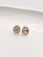 Load image into Gallery viewer, Gold heart-shaped earrings with Kundan gemstones 
