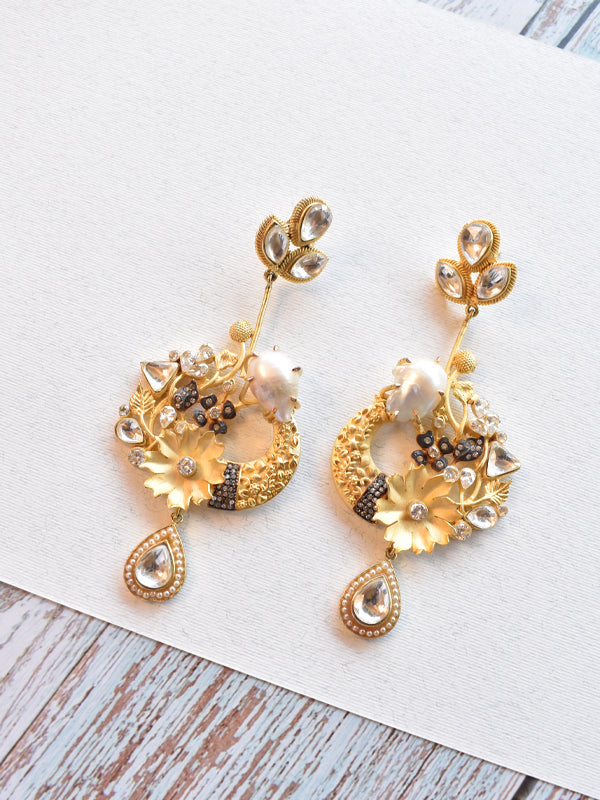 Golden Floral Earring