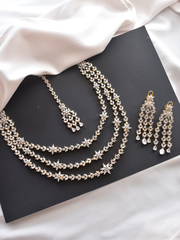 Ad Stone Necklace Layer Set Golden Polish Haar