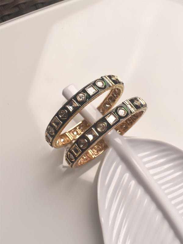 Designer Kundan Bangles | Golden Polish Beautiful Bangles