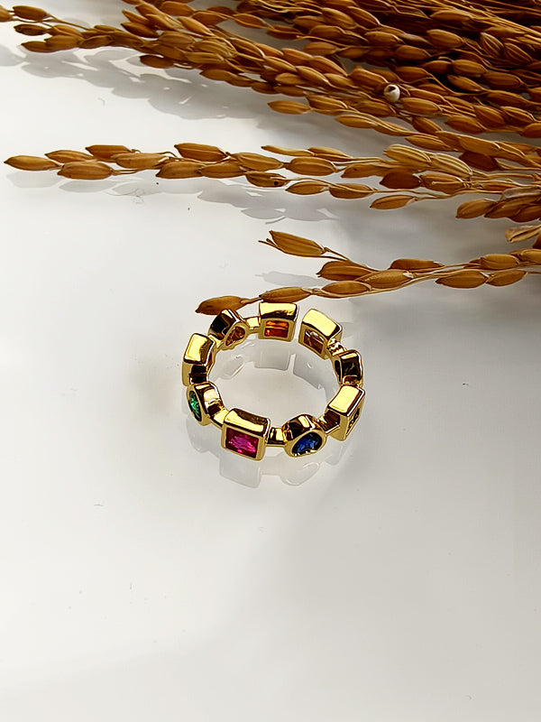 Golden Polish Finger Rings | Multi Colour Rings