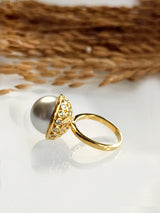 White Pearl Finger Rings | Golden Polish Finger Rings