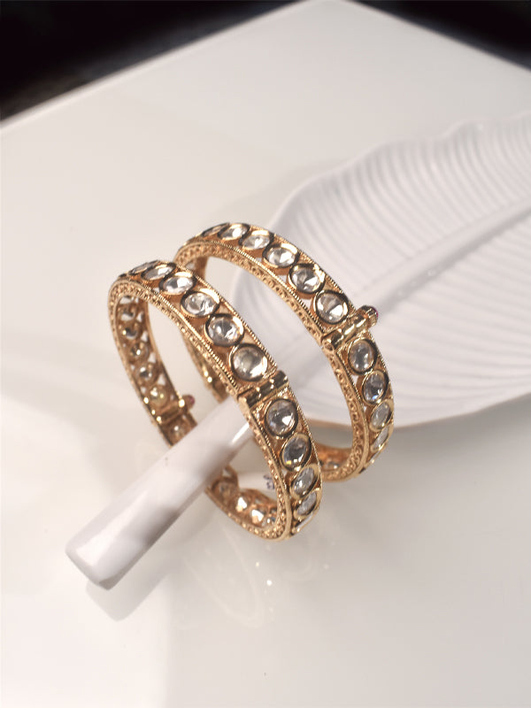 Golden Polish Kundan Bangles