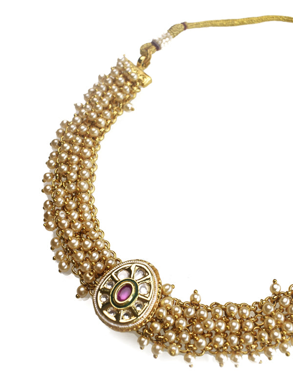 Golden Polish Kundan Necklace