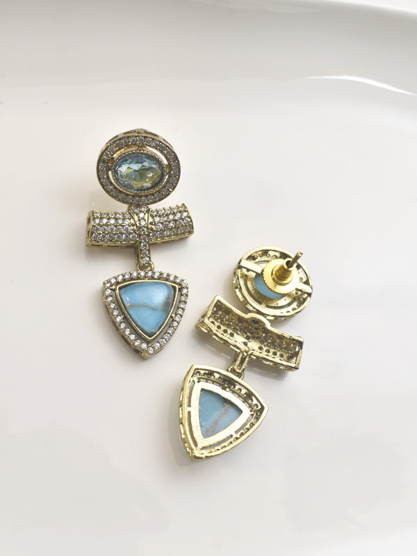 Golden Earrings with Gemstones