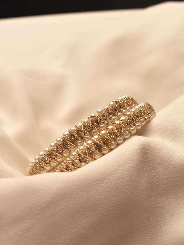 Golden Bangles with Pearls 