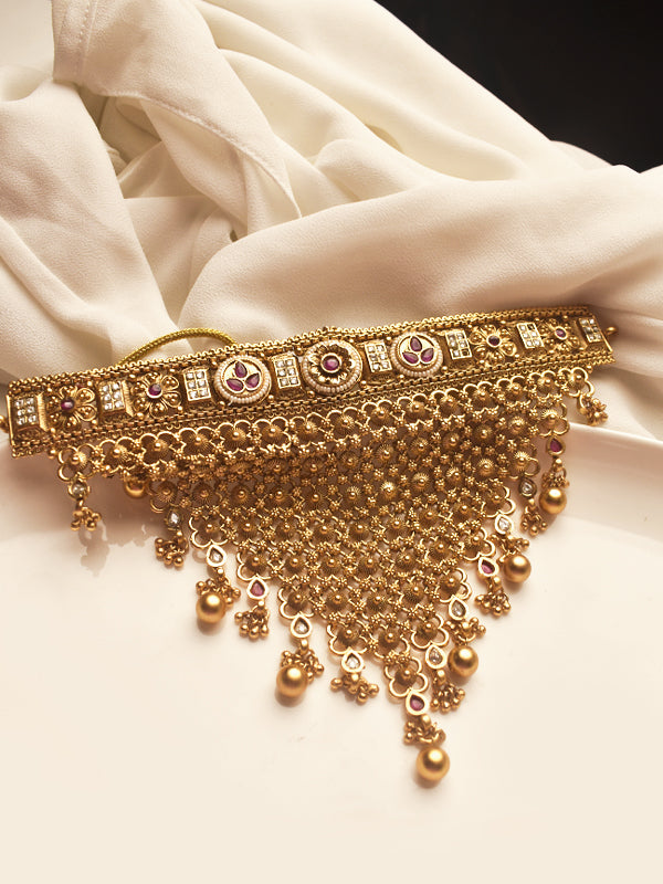 Golden Choker Necklace with Intricate design 