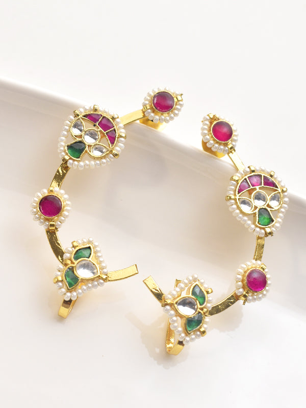 Golden Earring with Colorful Gemstones 
