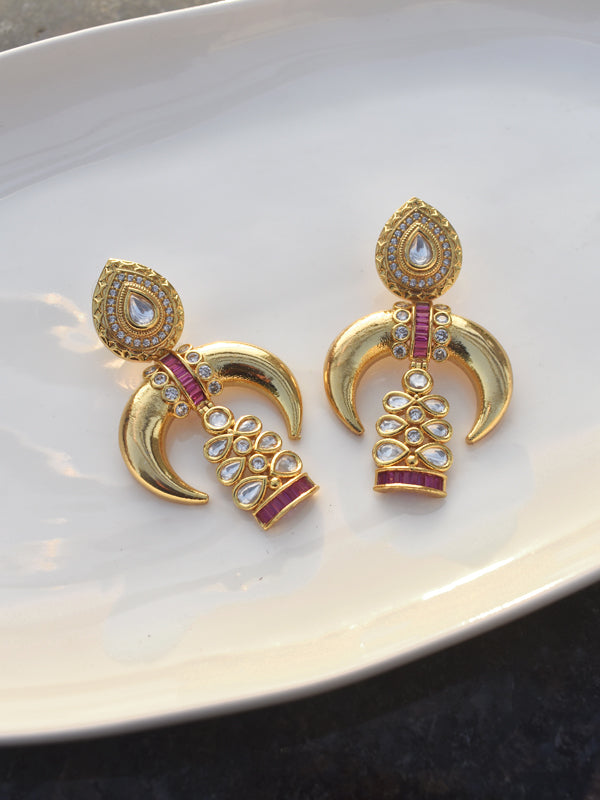 Golden Earrings with Intricate Designs 