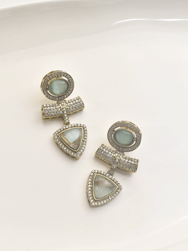 Golden Earrings with Gemstones 