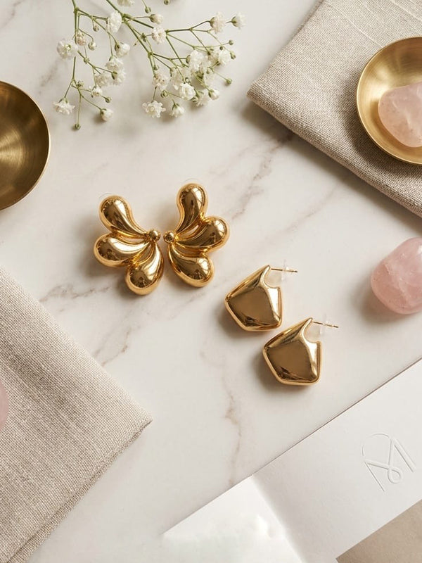 Golden Earrings Combo Set  