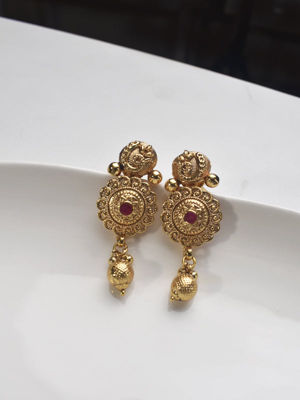 Golden Earrings with Intricate Designs 