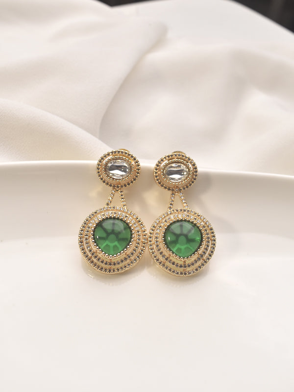 Golden Earrings with Green gemstones 