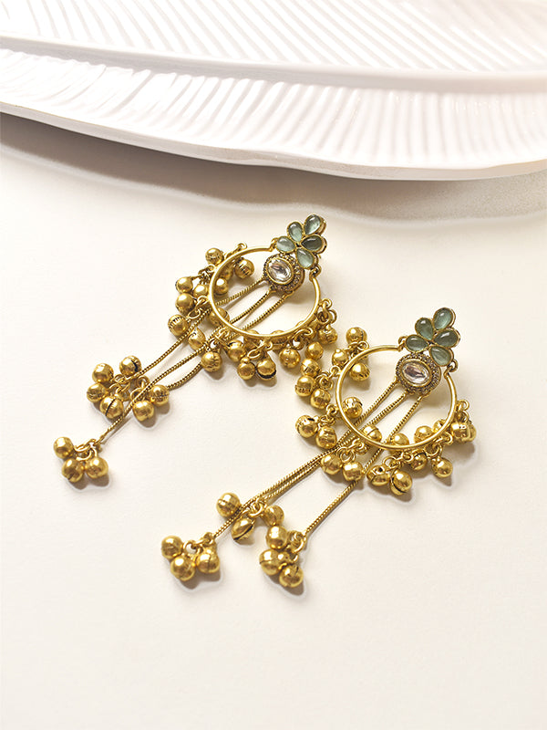 Golden Earrings with Intricate Design 