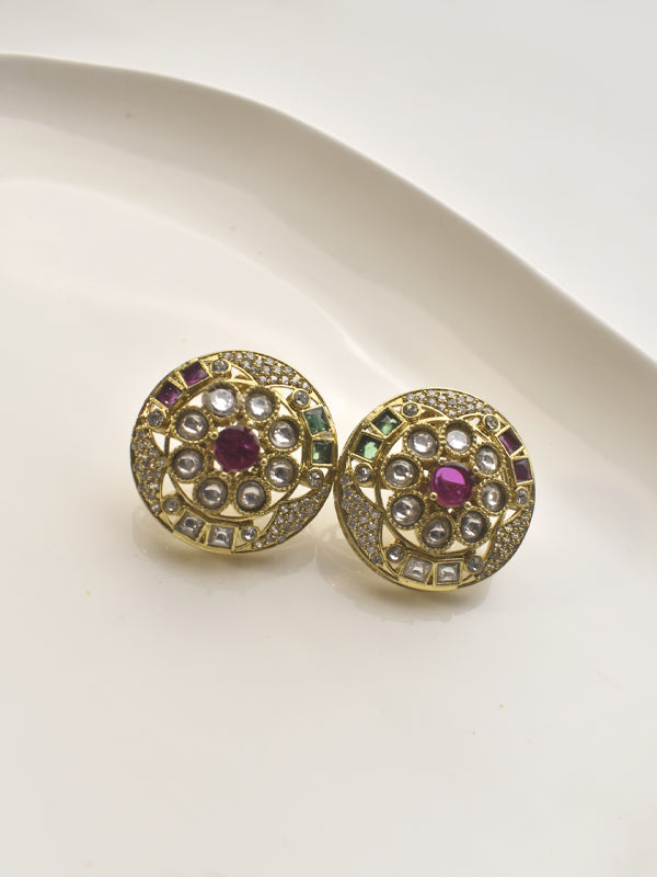 Golden Earrings with Kundan 