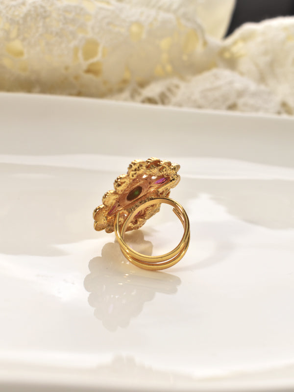 Golden Finger Ring with Stone