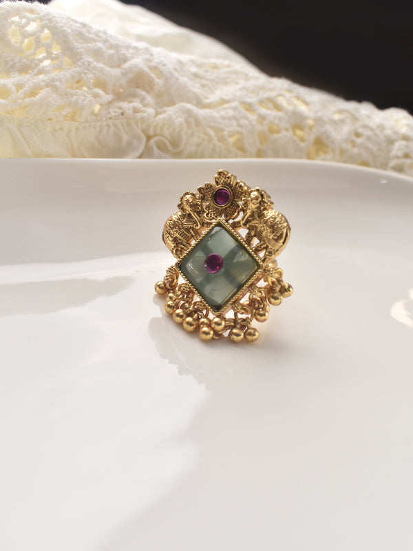 Golden Finger Ring with Gemstone