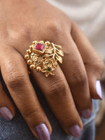 Load image into Gallery viewer, Golden Finger Ring with Gemstones | Finger Rings For Women
