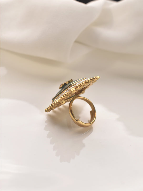 Golden Finger Ring with Purple Gemstones | Finger Rings For Women