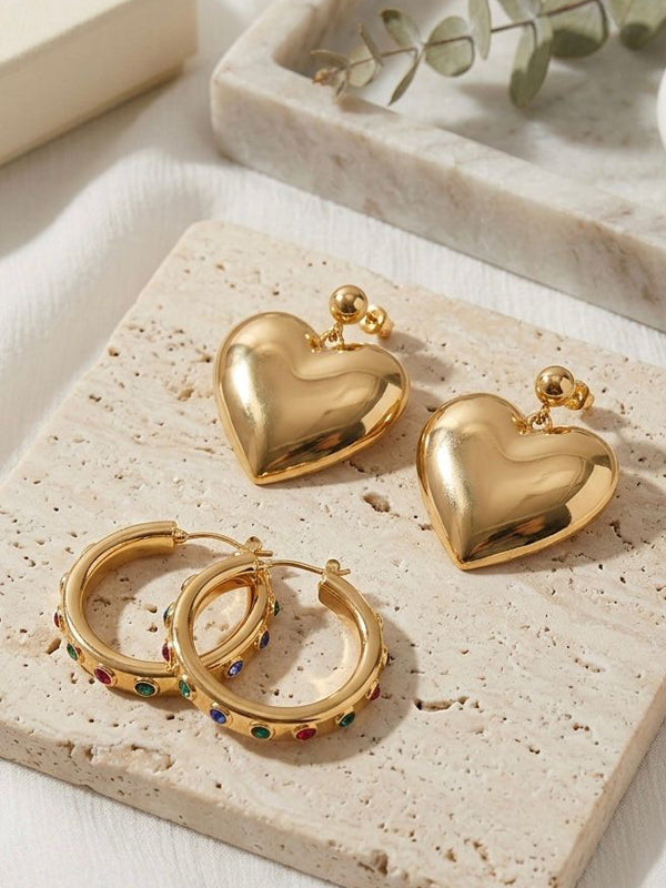 Golden Heart-Shaped Earrings