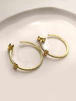 Load image into Gallery viewer, Golden Hoop Earrings | Delicate Crystal Pavé Open Hoops
