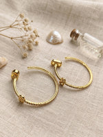 Load image into Gallery viewer, Golden Hoop Earrings with Delicate Crystal 
