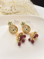 Load image into Gallery viewer, Golden Jhumka with Green stones 
