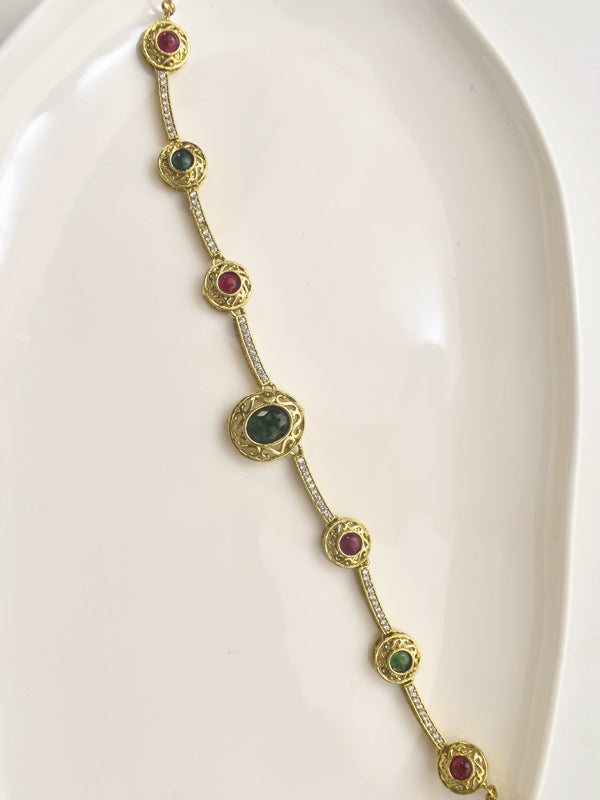 Golden Necklace with Colourful Gemstones