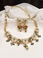 Load image into Gallery viewer, Golden Necklace with Green Stones 
