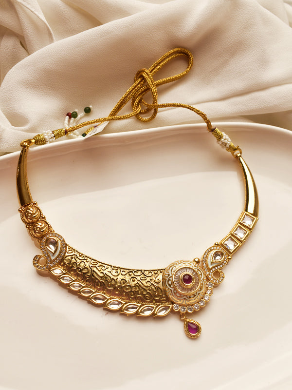 Golden Necklace with Kundan Stone