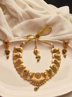 Load image into Gallery viewer, Golden Necklace with Red and Green Gemstones 
