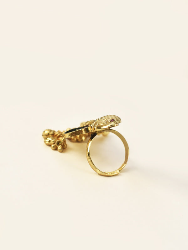 Golden Peacock Statement Ring