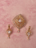 Load image into Gallery viewer, Golden Pendant Set with Intricate Design | AD Pendant Set
