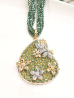 Load image into Gallery viewer, Golden Pendant with Green Gemstones 
