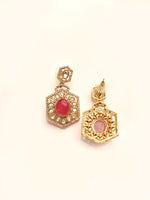 Load image into Gallery viewer, Golden Polish Red Stone Earring

