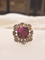 Load image into Gallery viewer, Golden Polish Ring with a Large Red Gemstone
