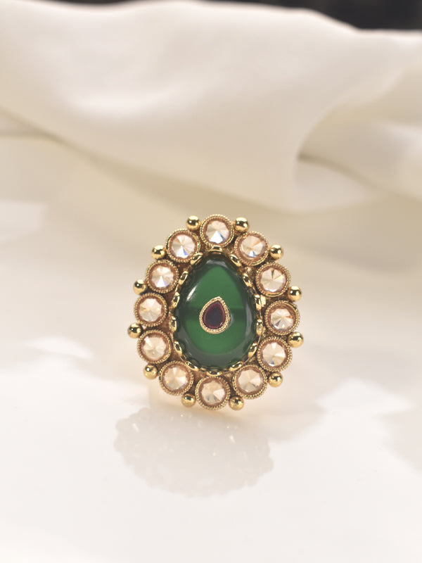 Golden Polish Stone Finger Ring