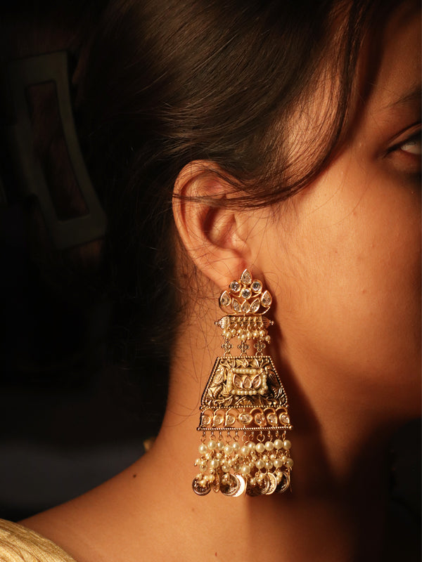 Golden Polish Earrings | Kundan Earrings