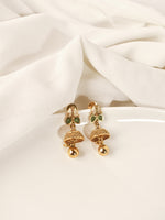 Load image into Gallery viewer, Golden earrings with green stones 
