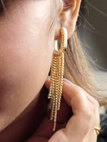 Load image into Gallery viewer, Long Anti tarnish Earring | Golden polish Earrings
