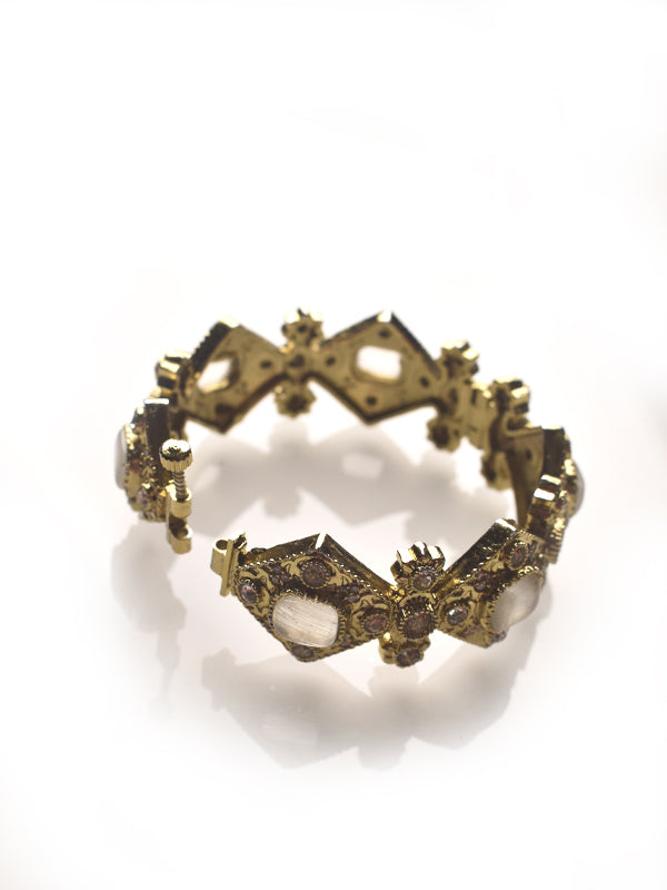Golden polish White Stone Bracelet | Beautiful White Stone Bracelet