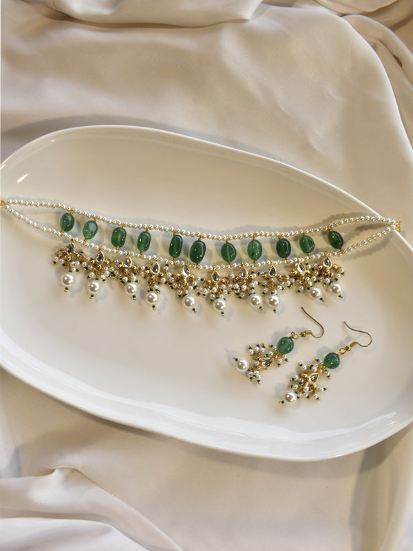 Green Beaded Necklace Set