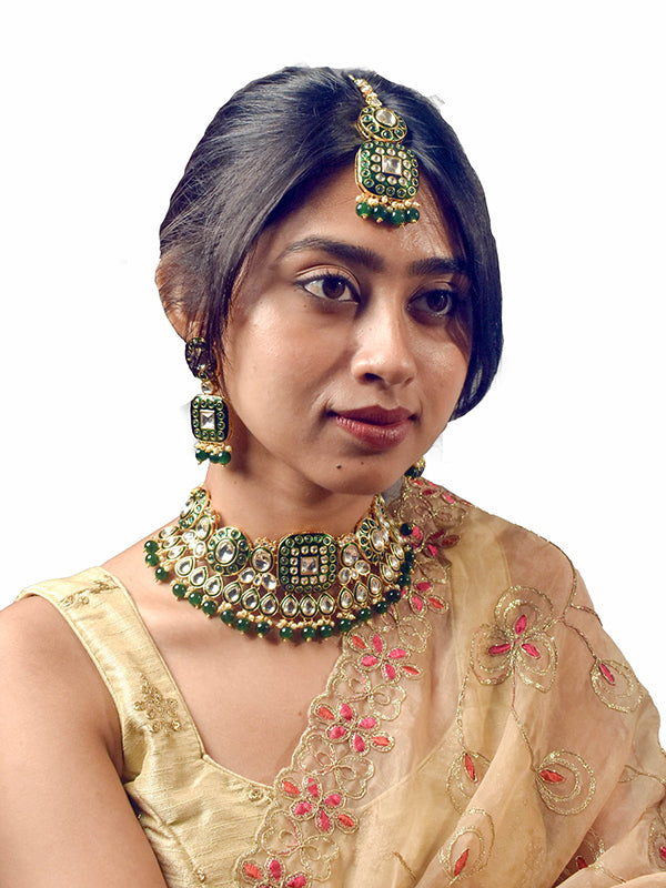 Green Kundan Necklace Set  