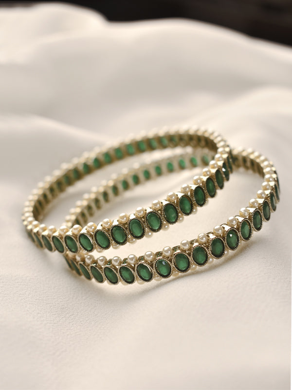 Green Stone Bangles | Stones and Beaded Bangles