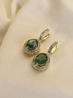 Load image into Gallery viewer, Green Stone Hoops
