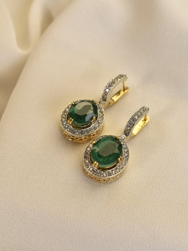 Green Stone Hoops