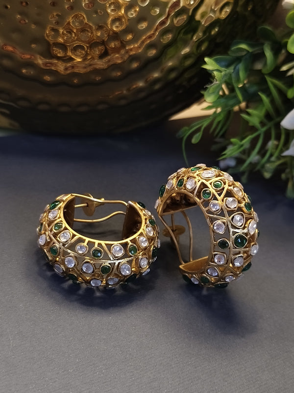 Green Stone Hoops